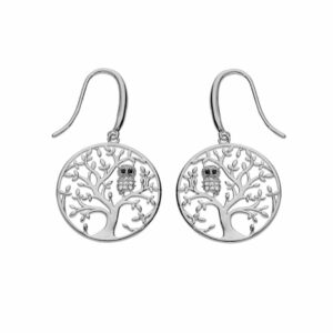 boucle d'oreilles argent arbre de vie hibou