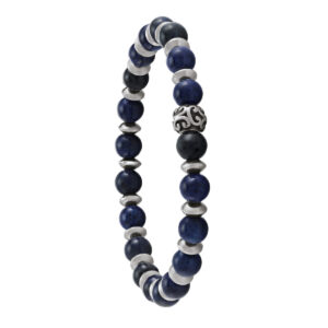 bracelet acier perles lapis lazuli